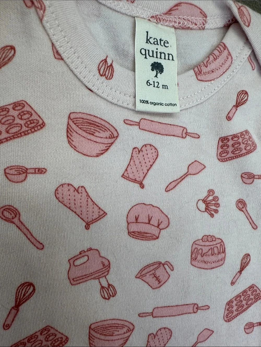 KATE QUINN Light Pink Baking Print One-Piece  Snap Bodysuit - Cake, Cupcakes